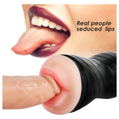   Vibeconnect - masturbator realističnih usta i umjetne mace (prirodno-crni)