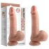 Dual Density - realistično dildo s testisima i vakuumskom podlogom - 18cm (natur)