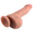 Dual Density - realistično dildo s testisima i vakuumskom podlogom - 18cm (natur)