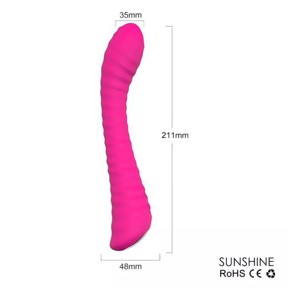 Sex HD Sunshine - vibrator za G-točku na punjenje - rebrasti - roza