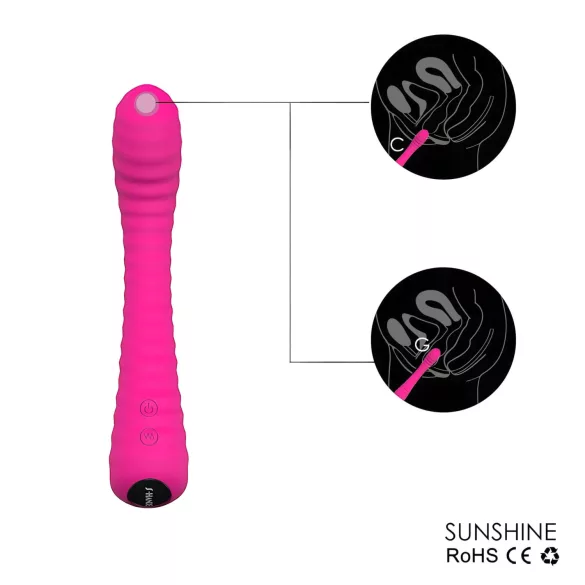 Sex HD Sunshine - vibrator za G-točku na punjenje - rebrasti - roza