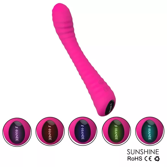 Sex HD Sunshine - vibrator za G-točku na punjenje - rebrasti - roza