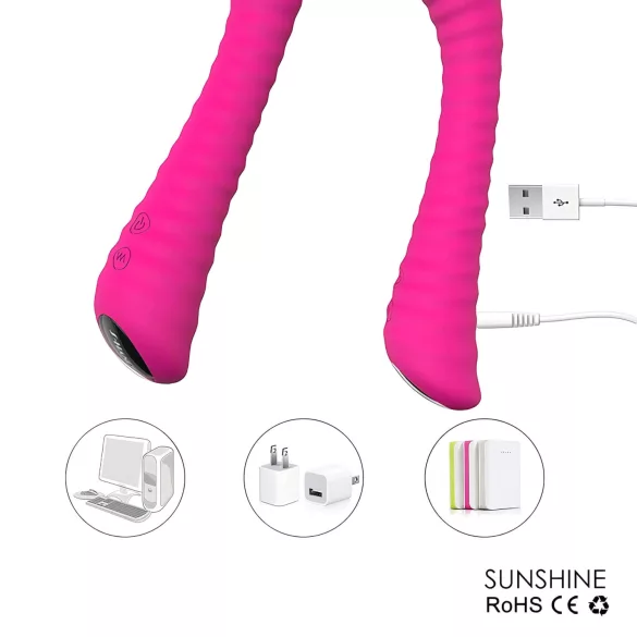Sex HD Sunshine - vibrator za G-točku na punjenje - rebrasti - roza