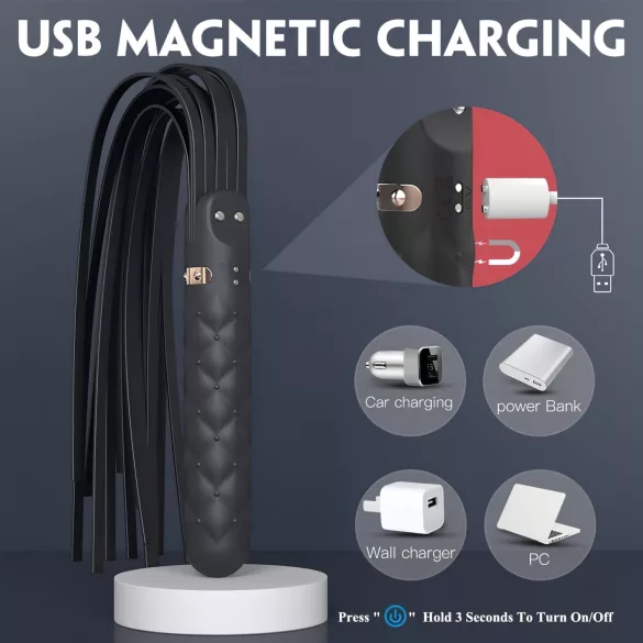 Sex HD Bloody Mary - vibrator s baterijom i bič - vodootporan - crni