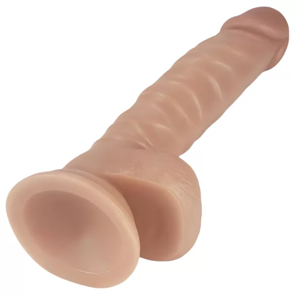Lovetoy Real Extreme - dildo s vakuumskim postoljem - 21cm - natur