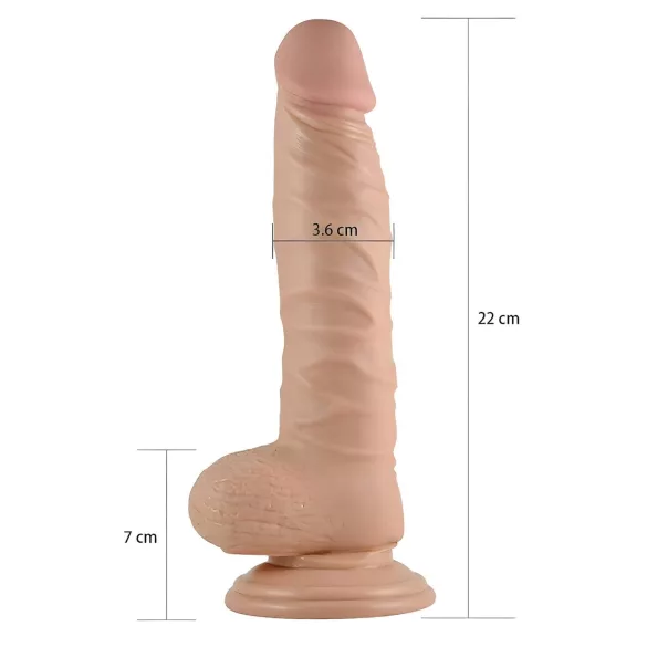 Lovetoy Real Extreme - dildo s vakuumskim postoljem - 21cm - natur