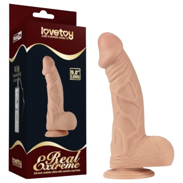 Lovetoy Real Extreme - vakuumski dildó - 23cm (prirodna boja)