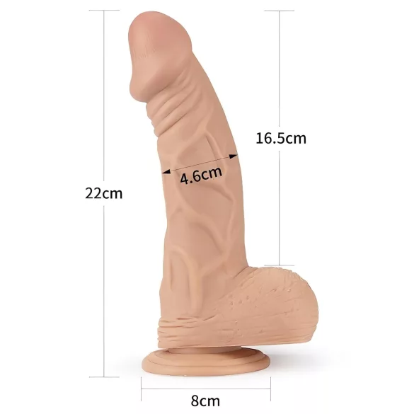 Lovetoy Real Extreme - dildo s vakuumskom podlogom - 23cm - natur