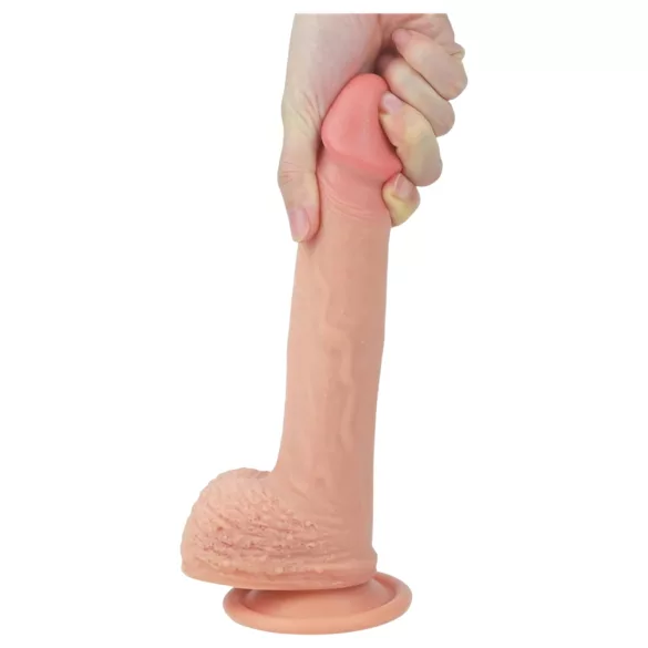 Lovetoy - realistični dildo s vakuum postoljem - 21 cm - bež