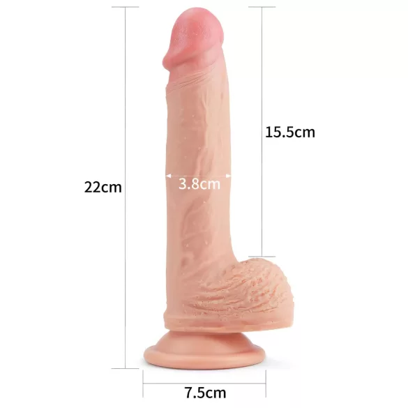 Lovetoy - realistični dildo s vakuum postoljem - 21 cm - bež