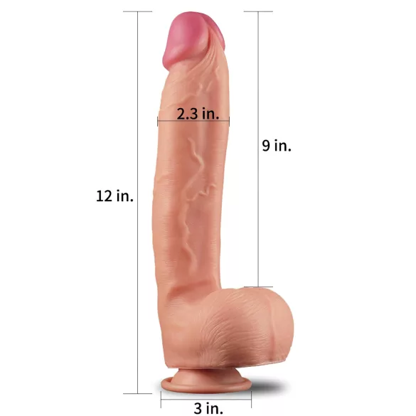 Lovetoy Nature Cock - realistični dildó s dvostrukim slojem - 30 cm - natur