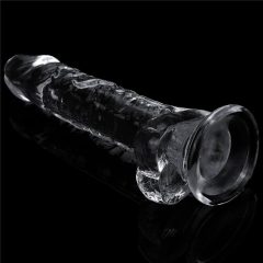   Lovetoy Flawless Clear - vakuumska čašica, dildo za testise - 19 cm (proziran)
