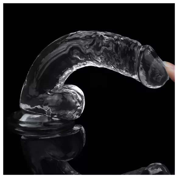 Lovetoy Flawless Clear - dildo s vakuumskom bazom - 19 cm - proziran