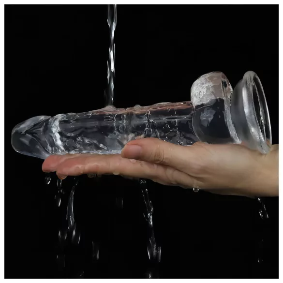 Lovetoy Flawless Clear - dildo s vakuumskom bazom - 19 cm - proziran