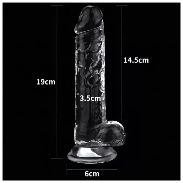 Lovetoy Flawless Clear - dildo s vakuumskom bazom - 19 cm - proziran