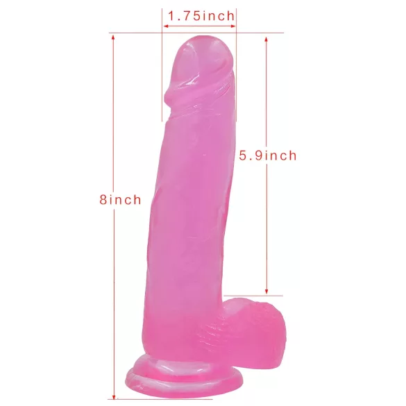 Lovetoy - dildo s vakuumskom bazom - jelly, 20 cm, roza