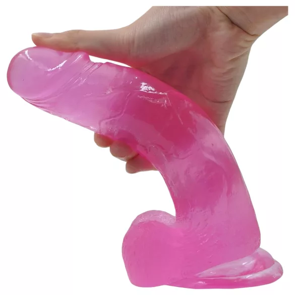 Lovetoy - dildo s vakuumskom bazom - jelly, 20 cm, roza
