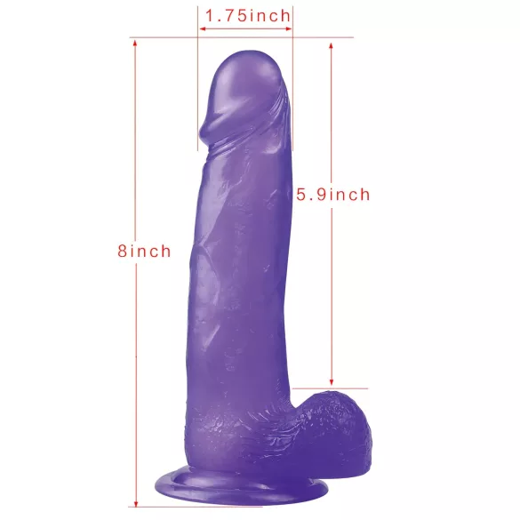Lovetoy Jelly Studs - dildo s vakumskim postoljem - 20cm - ljubičasta