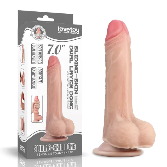 Lovetoy - dvoslojni dildo - realističan 18 cm - natur