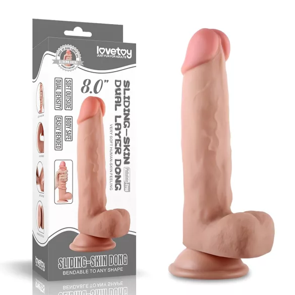 Lovetoy - dvoslojni dildo - realističan efekt kože - 21 cm - natur