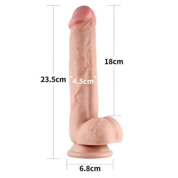 Lovetoy - dvojslojni dildo - realističan izgled - 23 cm - prirodna boja
