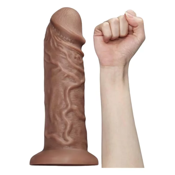 Lovetoy Chubby - realistični dildo s vakuum postoljem - 25 cm - prirodna boja