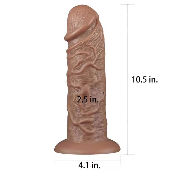 Lovetoy Chubby - realistični dildo s vakuum postoljem - 25 cm - prirodna boja