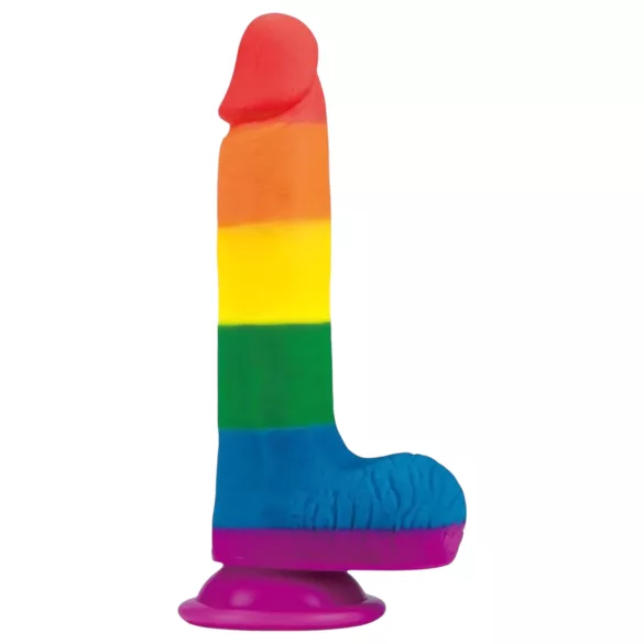 Lovetoy Prider - realistični dildo s testisima - 20 cm - šareni