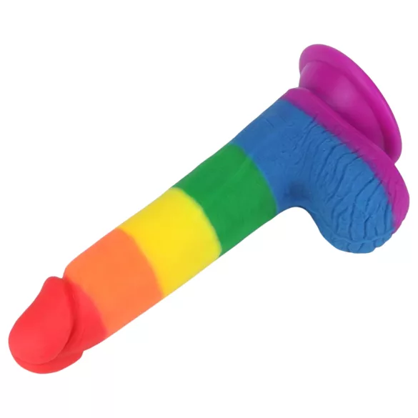 Lovetoy Prider - realistični dildo s testisima - 20 cm - šareni