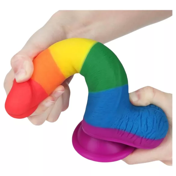 Lovetoy Prider - realistični dildo s testisima - 20 cm - šareni