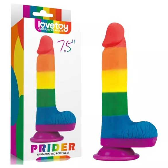 Lovetoy Prider - realistični dildo s testisima - 20 cm - šareni