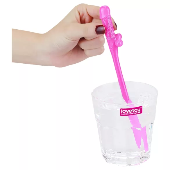 Lovetoy - realistična slamka u obliku penisa - roza plava ljubičasta
