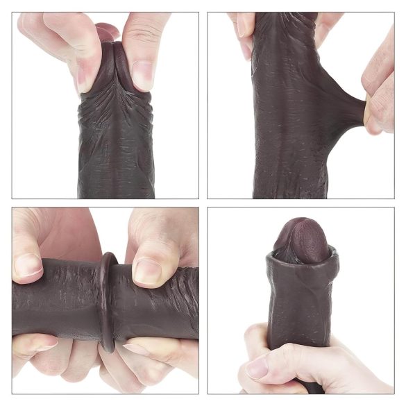 Lovetoy - dildo s dvostrukom kožom - realističan - 18 cm - smeđa