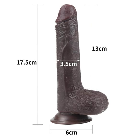 Lovetoy - dildo s dvostrukom kožom - realističan - 18 cm - smeđa
