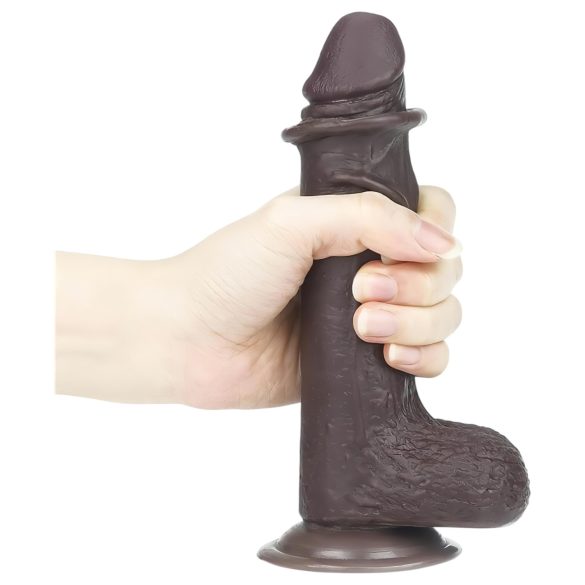 Lovetoy - dildo s dvostrukom kožom - realističan - 18 cm - smeđa