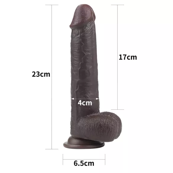 Lovetoy - dvoslojni dildo - realističan osjećaj - 23 cm - smeđa