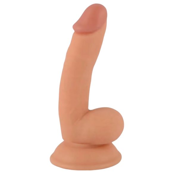 Gospodin Hrabri - realistični dildo s jajima, 18cm (prirodni)
