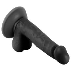  Mr. Rude - realističan dildo s ljepljivim potplatima, testisi - 17 cm (crni)