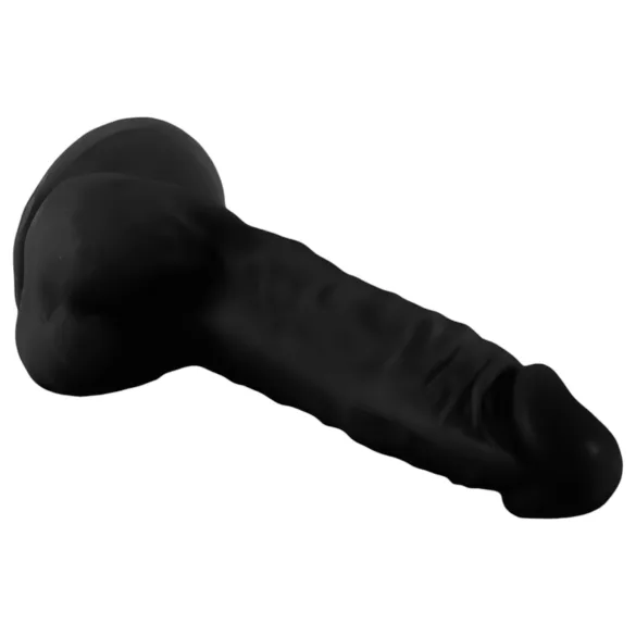 Mr. Rude - realistični dildo s testisima i vakuum bazom - 19 cm - crni