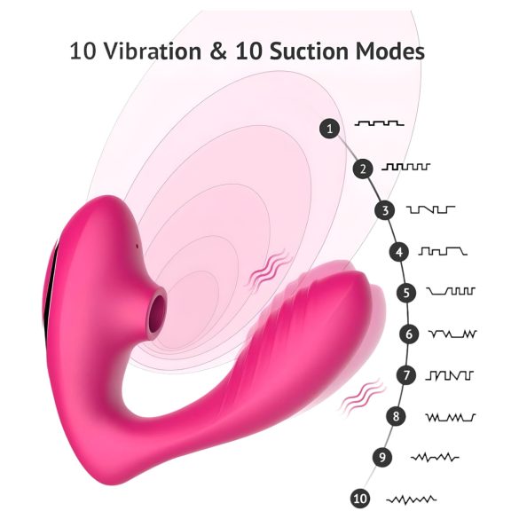 Tracy's Dog 2 - vibrator s pulsirajućim zrakom 2u1 - silikon - rozi