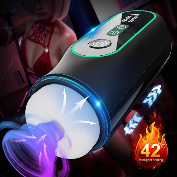 Leopard - crni vibrirajući masturbator s pokretima gore-dolje