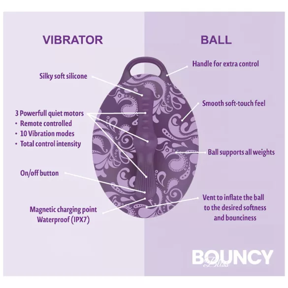 Bouncy Bliss Classic - napuhani jastuk s vibratorom - ljubičasta