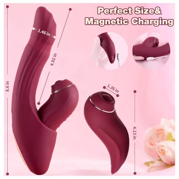 Vibeconnect - vibrator za G-točku i klitoris - 2u1 - silikon - crveni