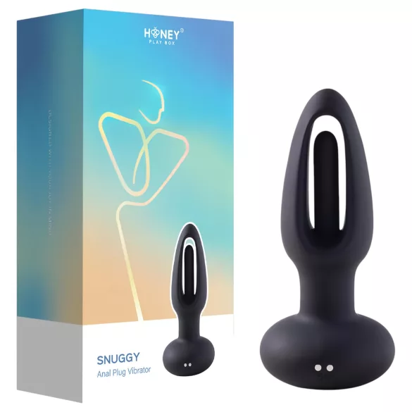 Honey Play Box Snuggy - analni vibrator s jezikom - crni