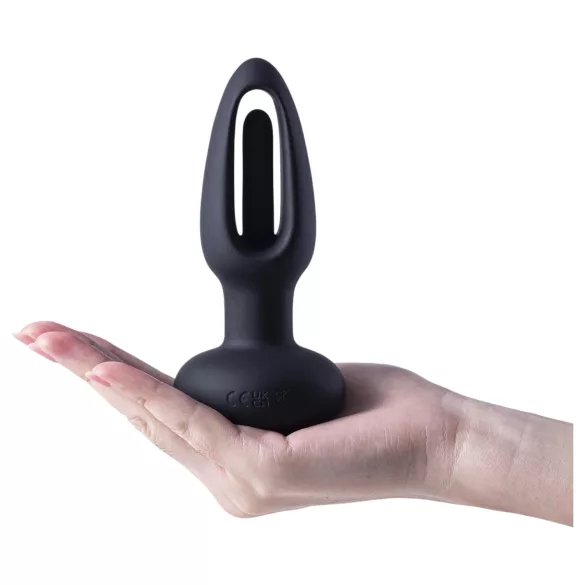 Honey Play Box Snuggy - analni vibrator s jezikom - crni