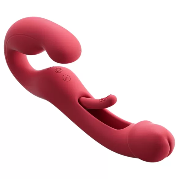Honey Play Box Harmony Duo - strap-on vibrator s jezikom - crveni