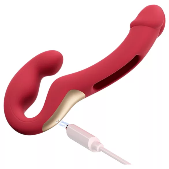 Honey Play Box Harmony Duo - strap-on vibrator s jezikom - crveni