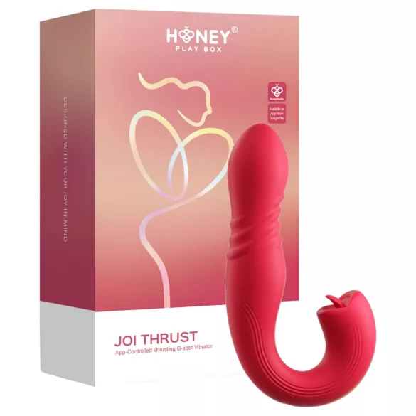 Honey Play Box Joi Thrust 2 - vibrator za guranje i lizanje - crvena