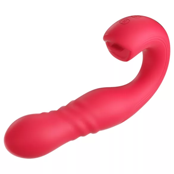 Honey Play Box Joi Thrust 2 - vibrator za guranje i lizanje - crvena
