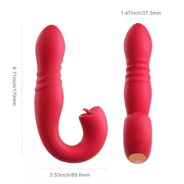 Honey Play Box Joi Thrust 2 - vibrator za guranje i lizanje - crvena